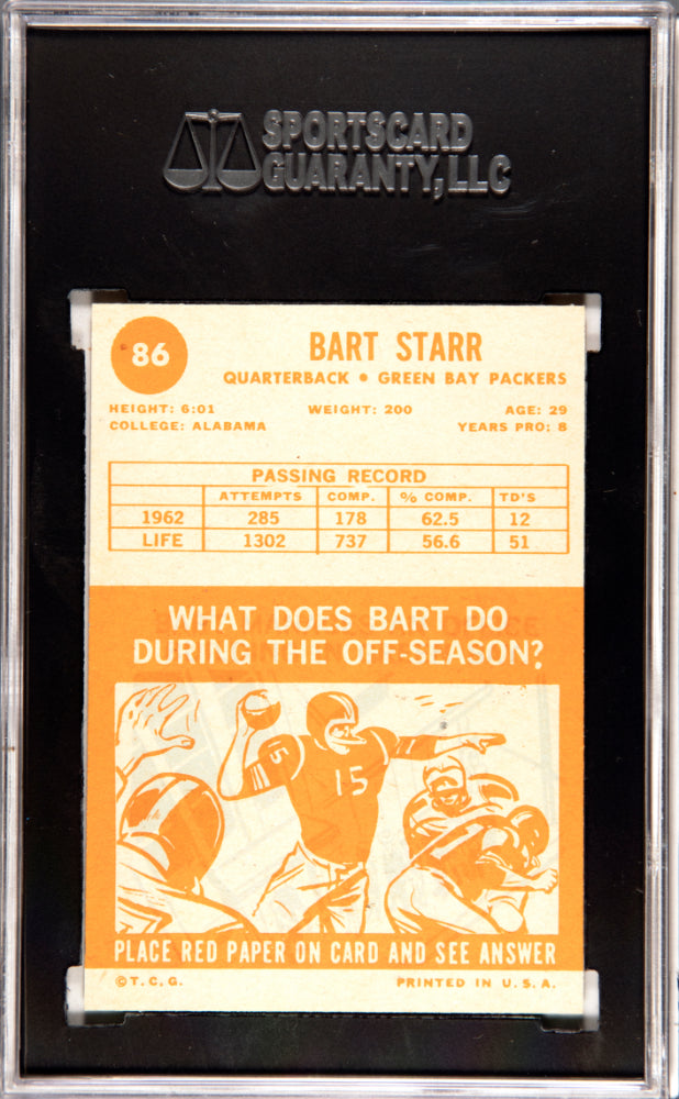 1963 Topps Bart Starr #86 SGC 8.5