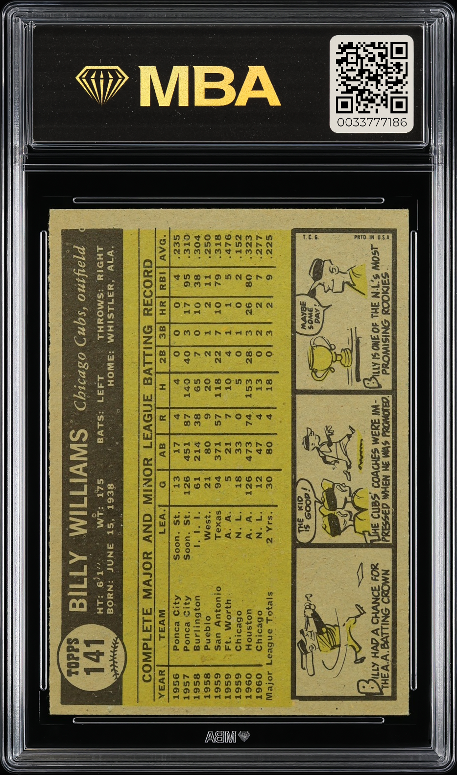1961 Topps Billy Williams #141 MBA 6 RC