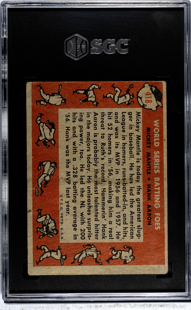 1958 Topps W. S. Batting Foes #418 SGC 1