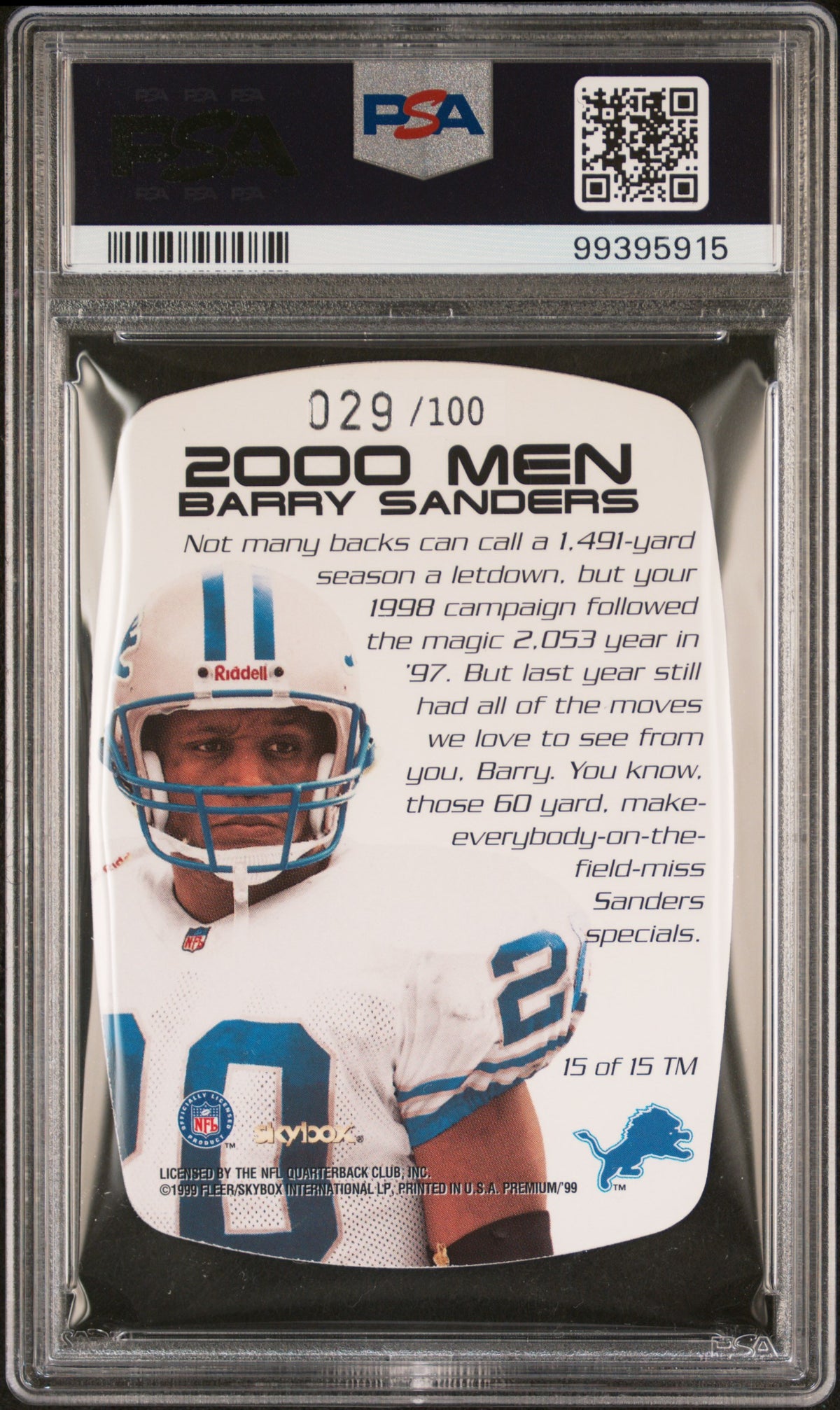 1999 Skybox Premium 2000 Men Barry Sanders #15 PSA 9