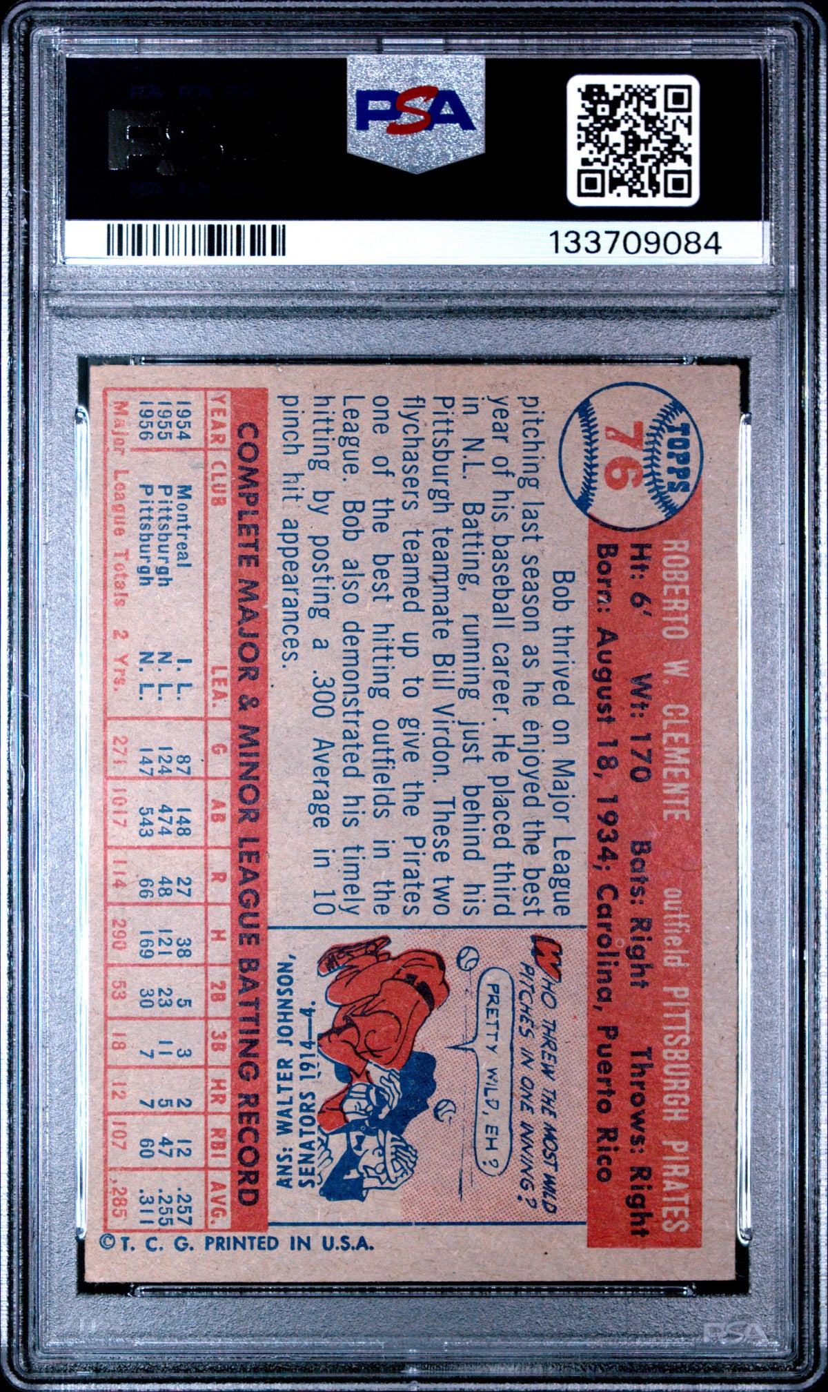 1957 Topps Bob Clemente #76 PSA 6