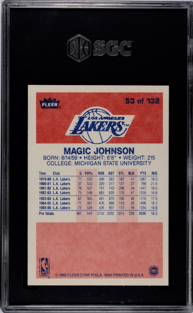 1986 Fleer Magic Johnson #53 SGC 8.5