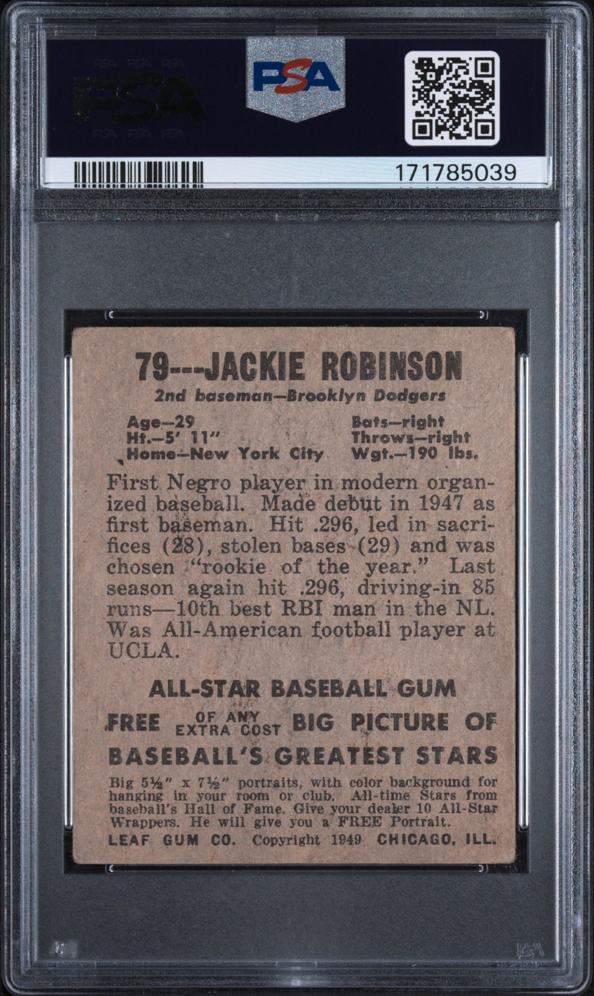 1948 Leaf Jackie Robinson #79 PSA 2