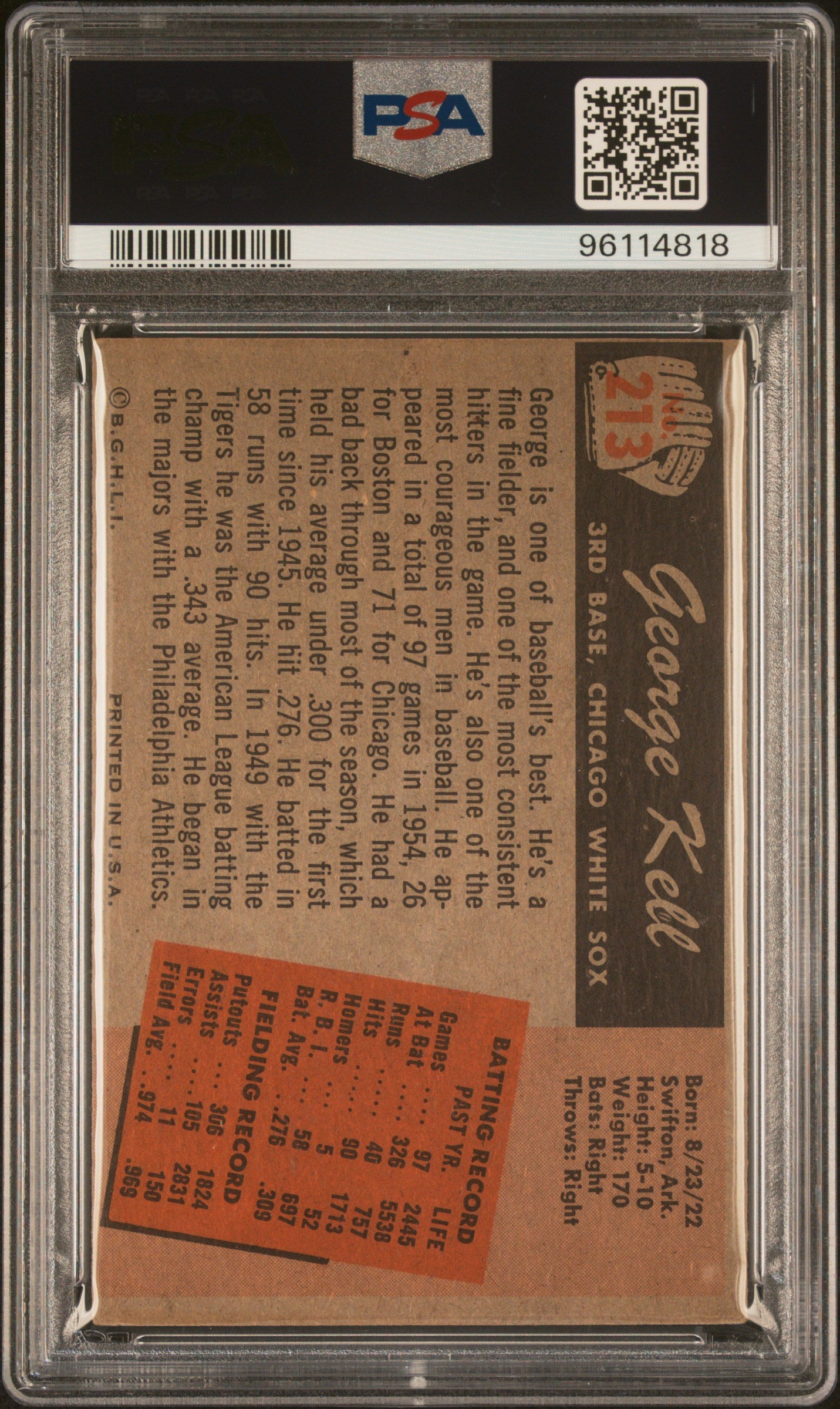 1955 Bowman George Kell #213 PSA 4 Auto 10