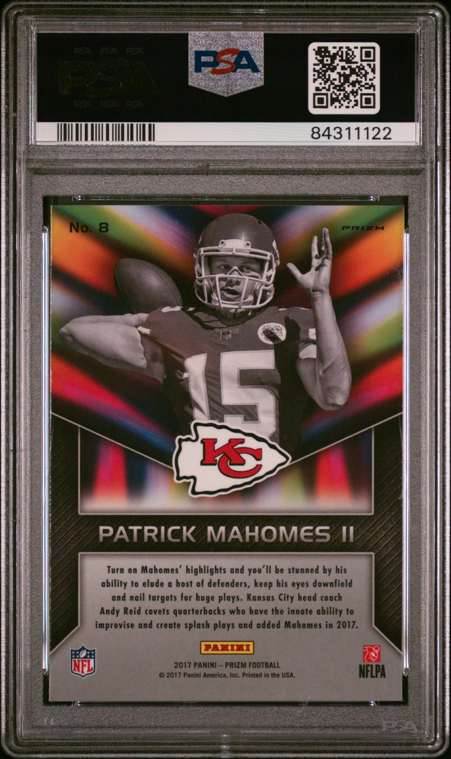 2017 Panini Prizm Instant Impact Patrick Mahomes II #8 PSA 9