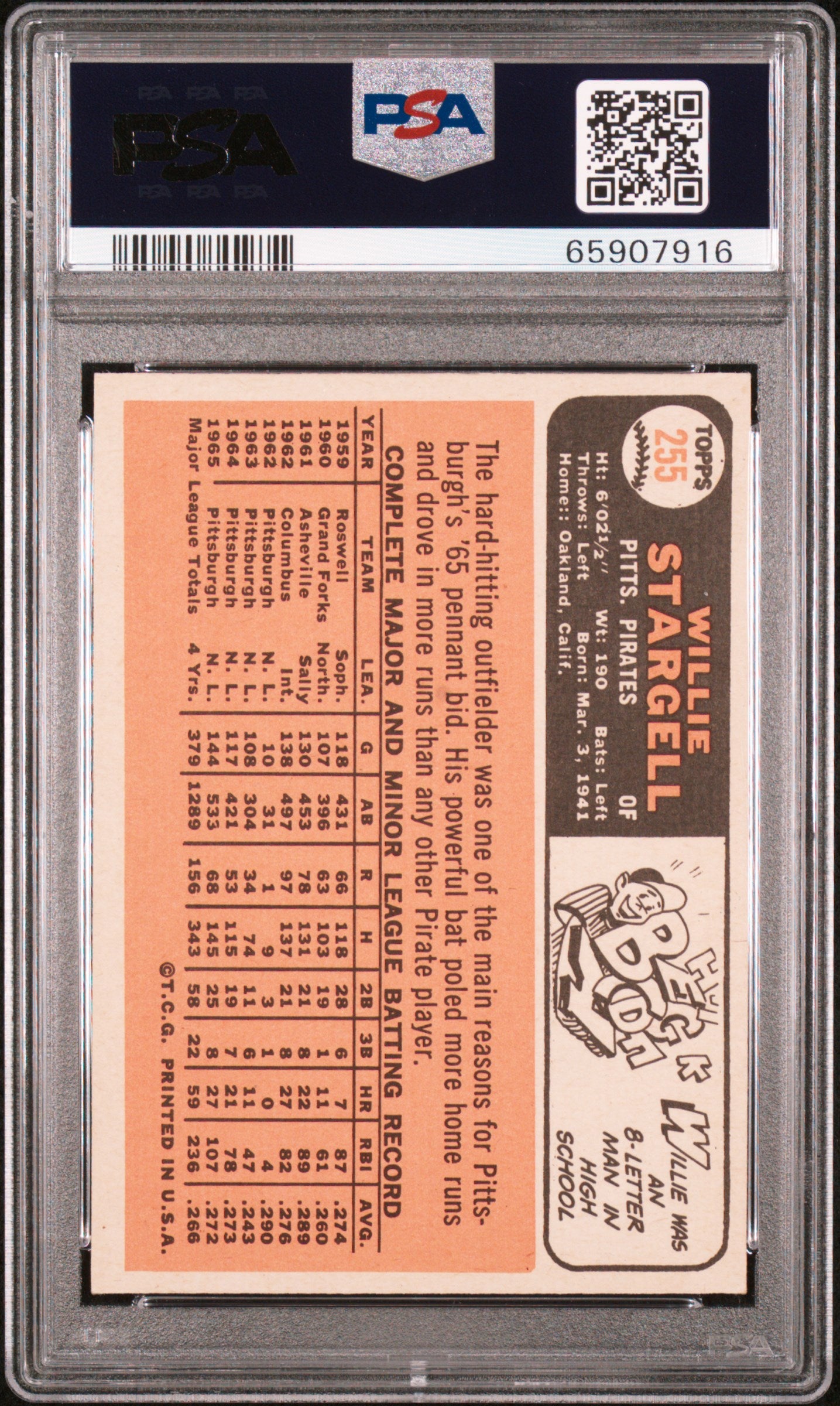 1966 Topps Willie Stargell #255 PSA 6