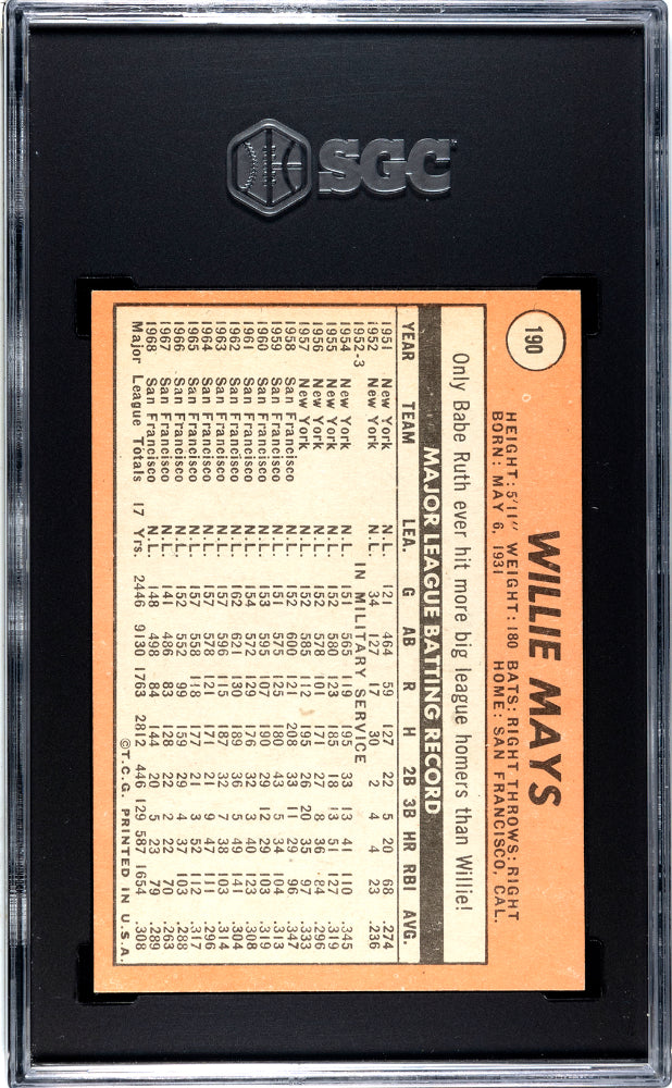 1969 Topps Willie Mays #190 SGC 6.5