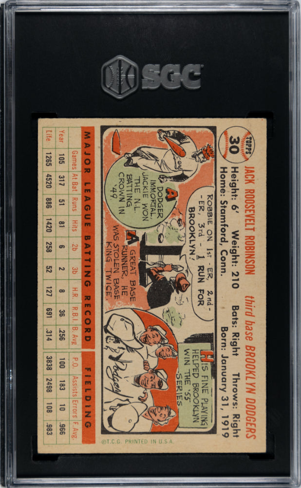 1956 Topps Jackie Robinson #30 White Back SGC 5