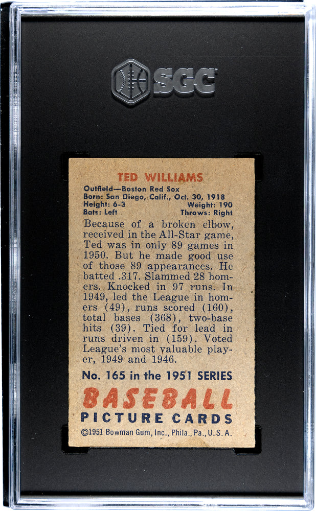 1951 Bowman Ted Williams #165 SGC 4