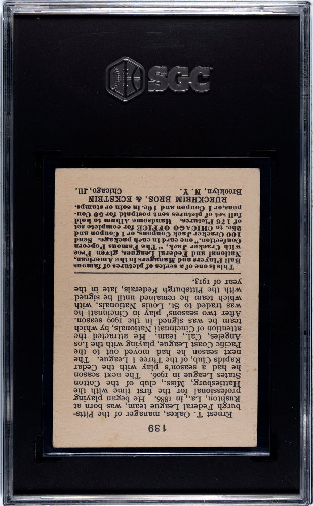 1915 Cracker Jack Ernest Oakes #139 SGC 6
