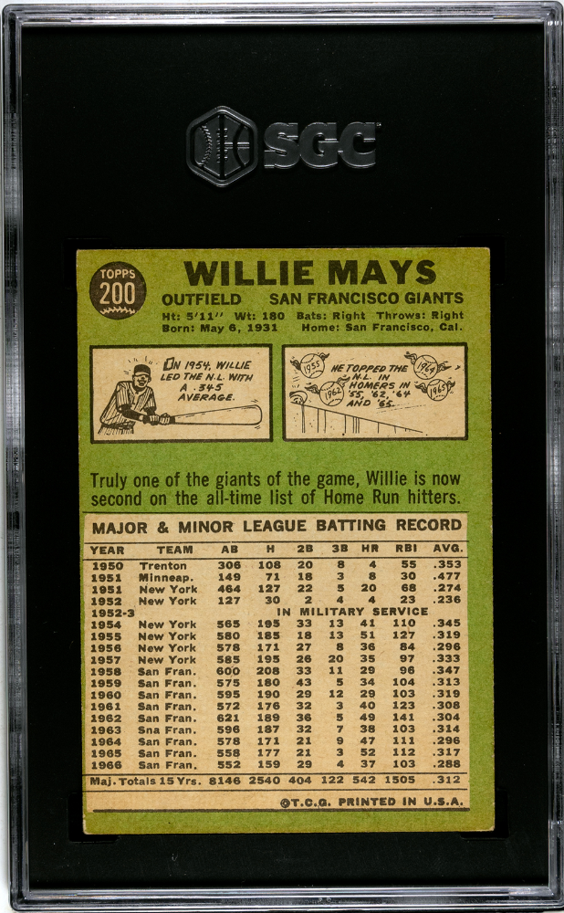 1967 Topps Willie Mays #200 SGC 5