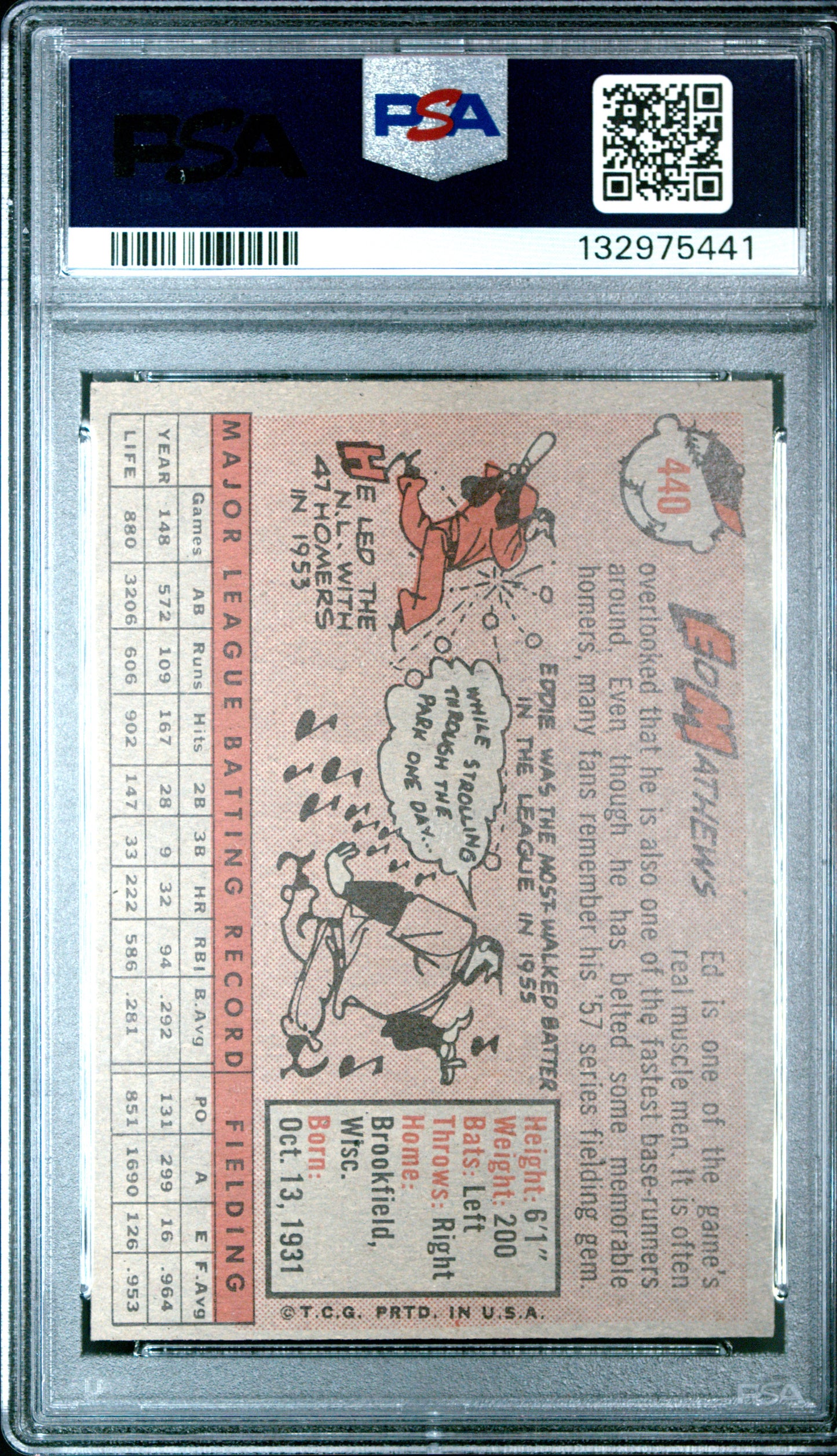 1958 Topps Ed Mathews #440 PSA 8