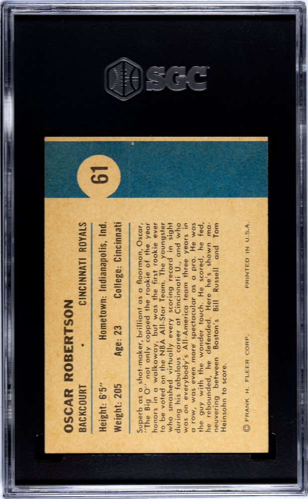 1961 Fleer Oscar Robertson #61 Passes Around The Defense SGC 5