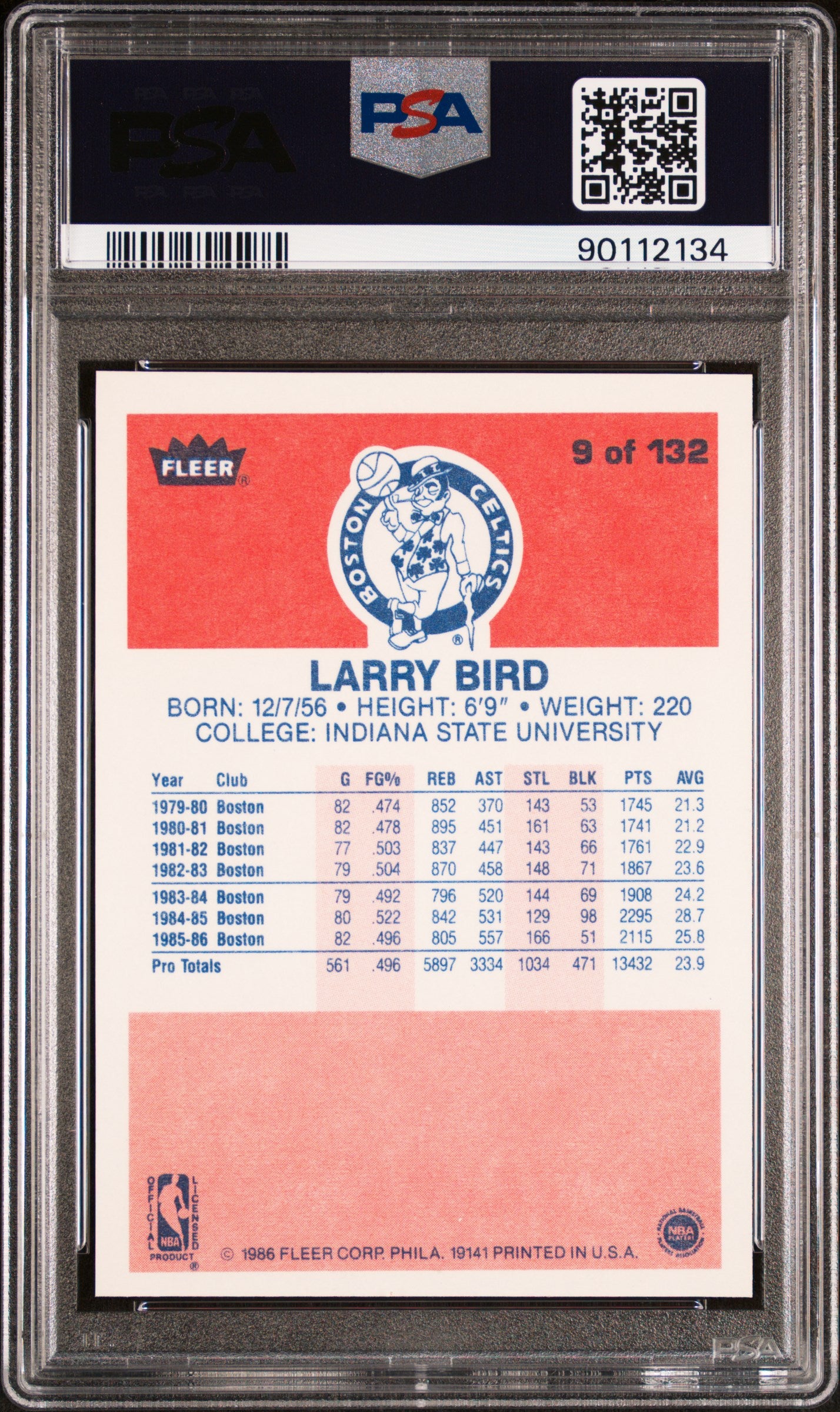 1986 Fleer Larry Bird #9 PSA 9