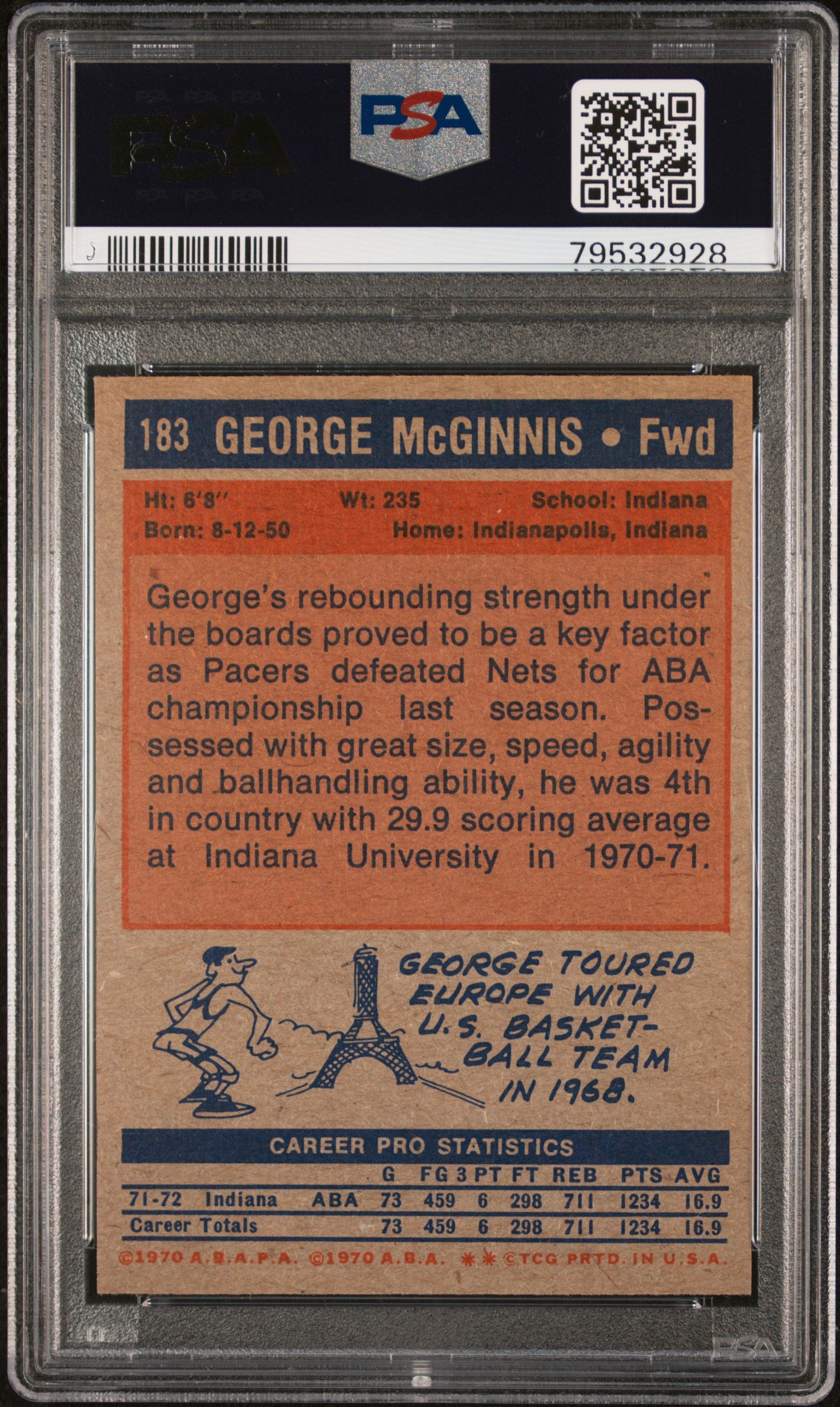 1972 Topps George Mcginnis #183 PSA 8
