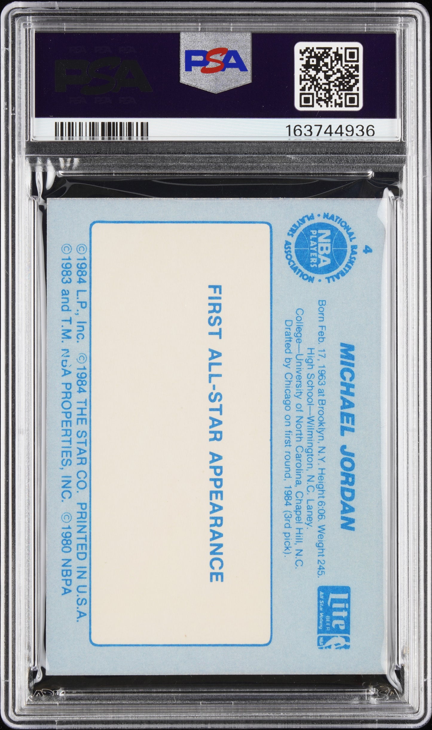 1985 Star Lite Michael Jordan #4 PSA 6.5