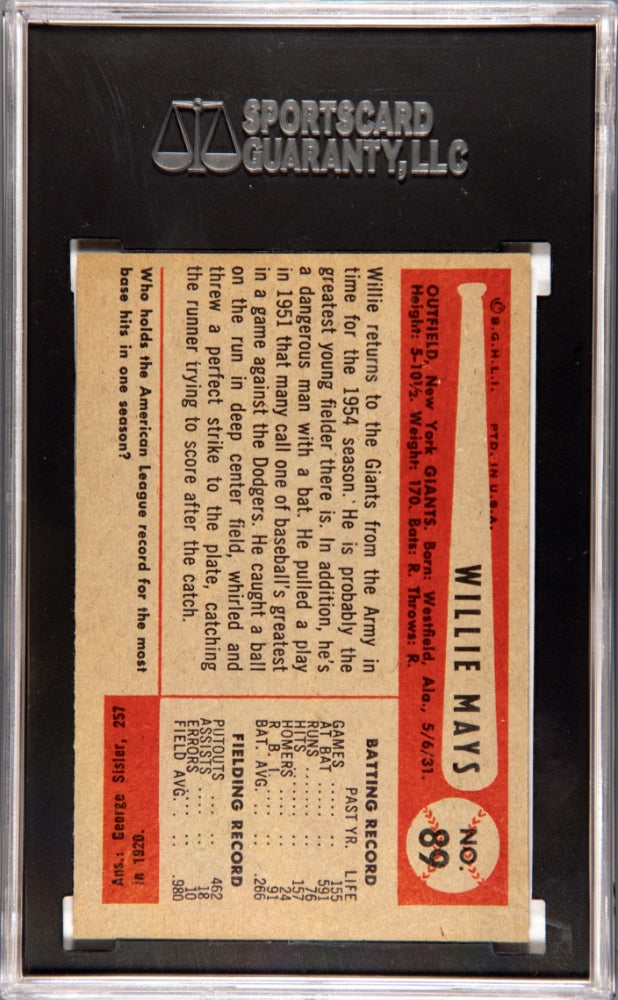 1954 Bowman Willie Mays #89 SGC 7