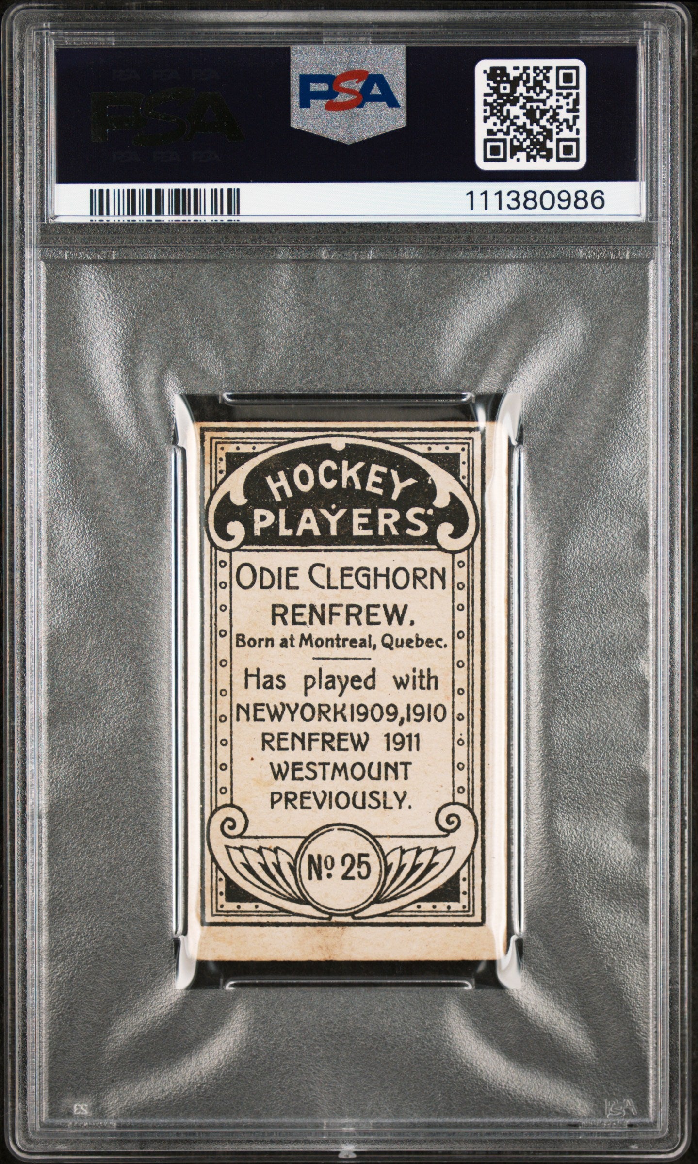 1911 C55 Odie Cleghorn #25 PSA 2.5