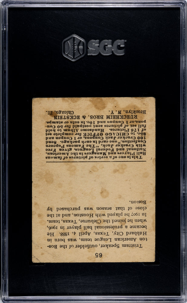 1915 Cracker Jack Tris Speaker #65 SGC 3