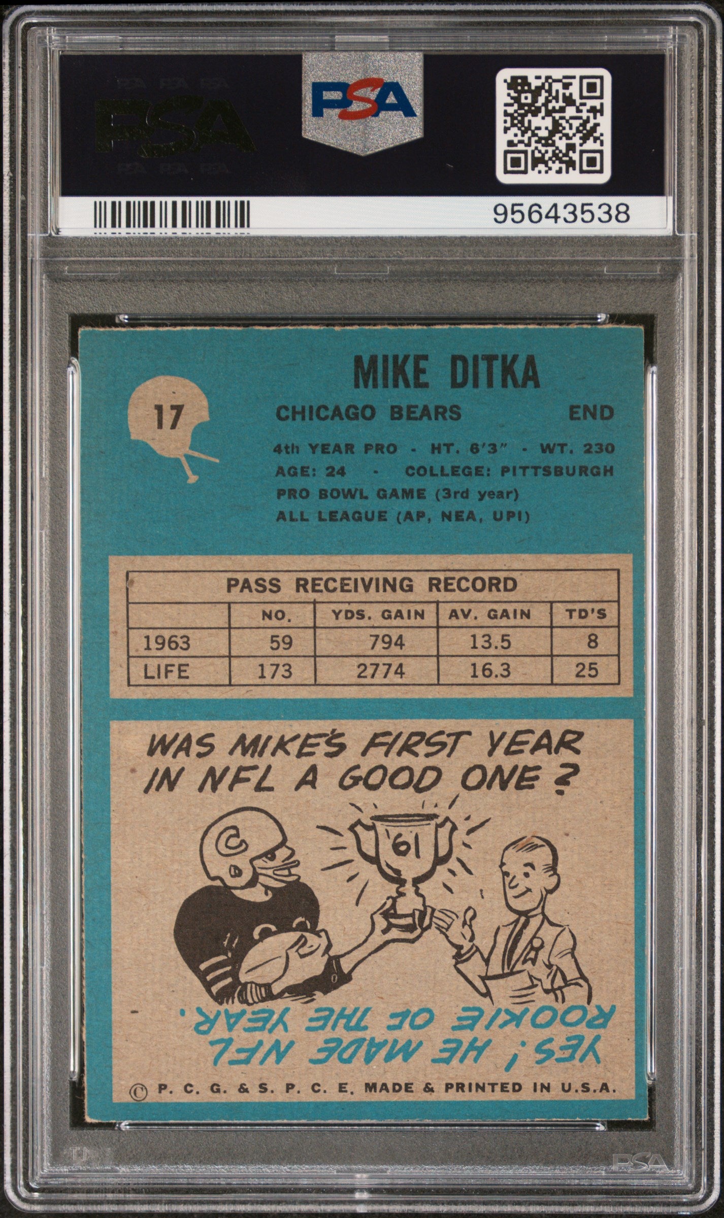 1964 Philadelphia Mike Ditka #17 PSA 6