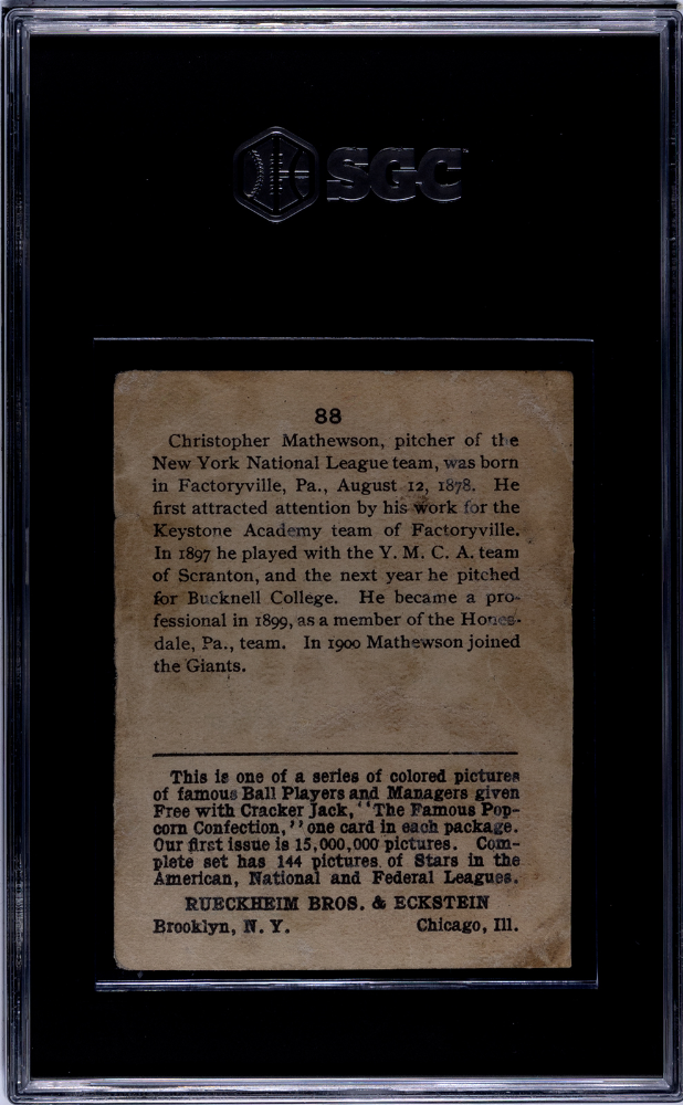 1914 Cracker Jack Christy Mathewson #88 SGC A