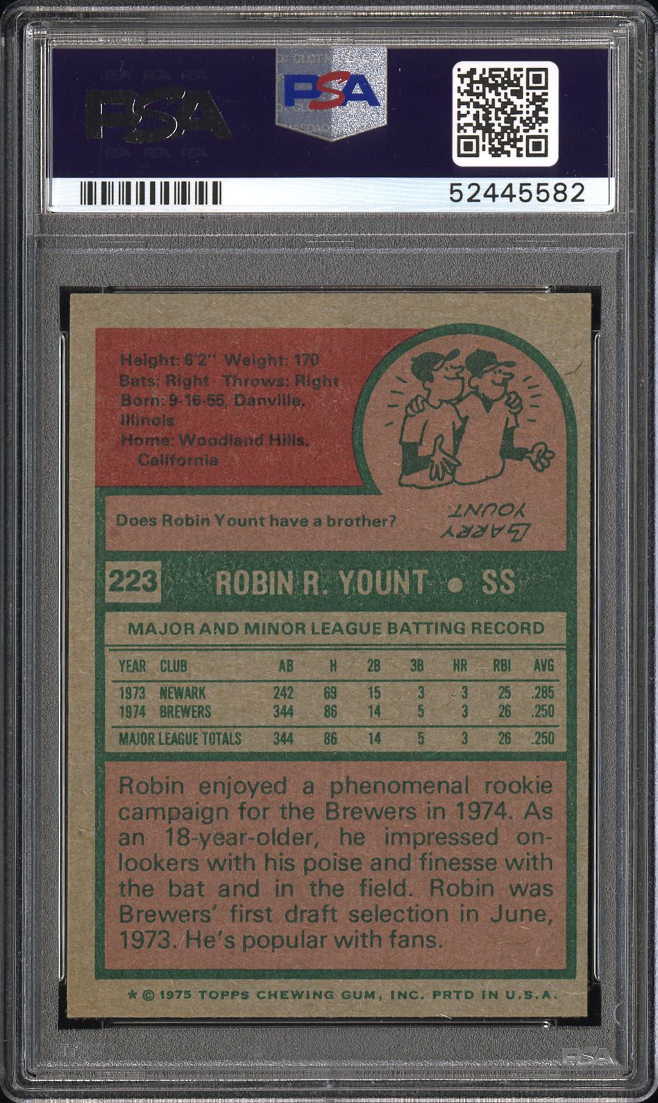 1975 Topps Robin Yount #223 PSA 5