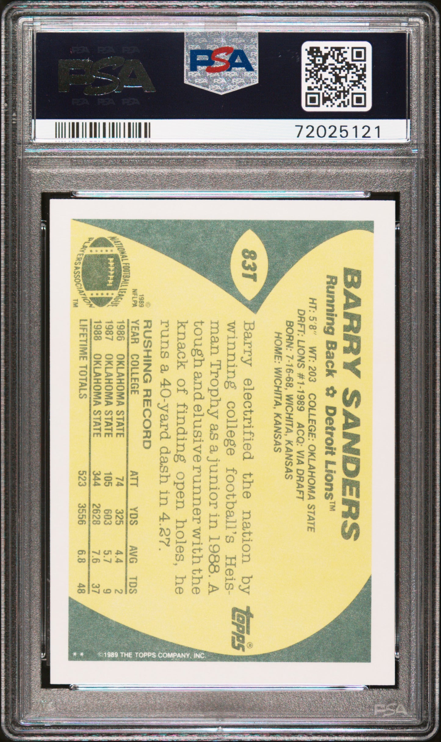 1989 Topps Traded Barry Sanders #83T PSA 10