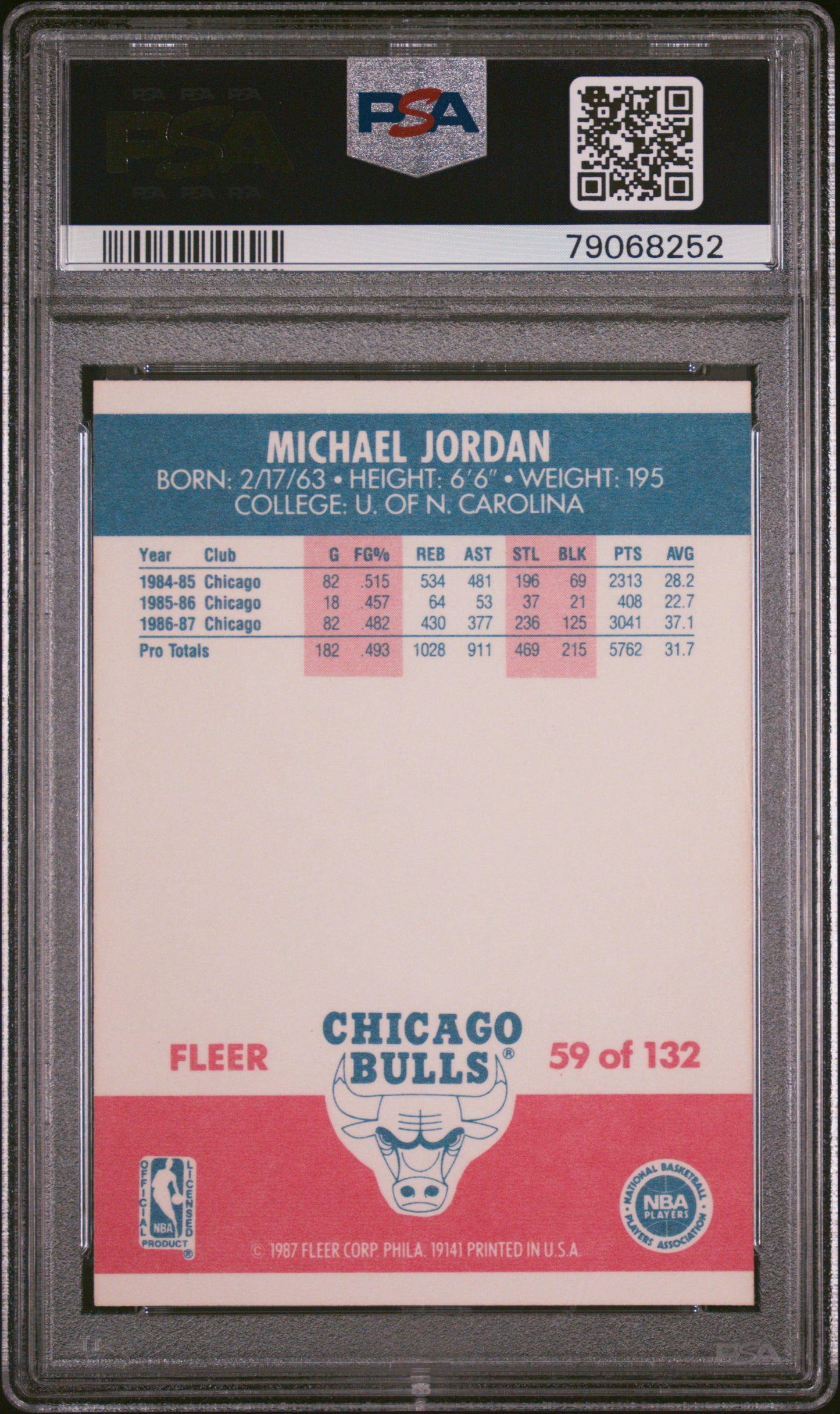 1987 Fleer Michael Jordan #59 PSA 7