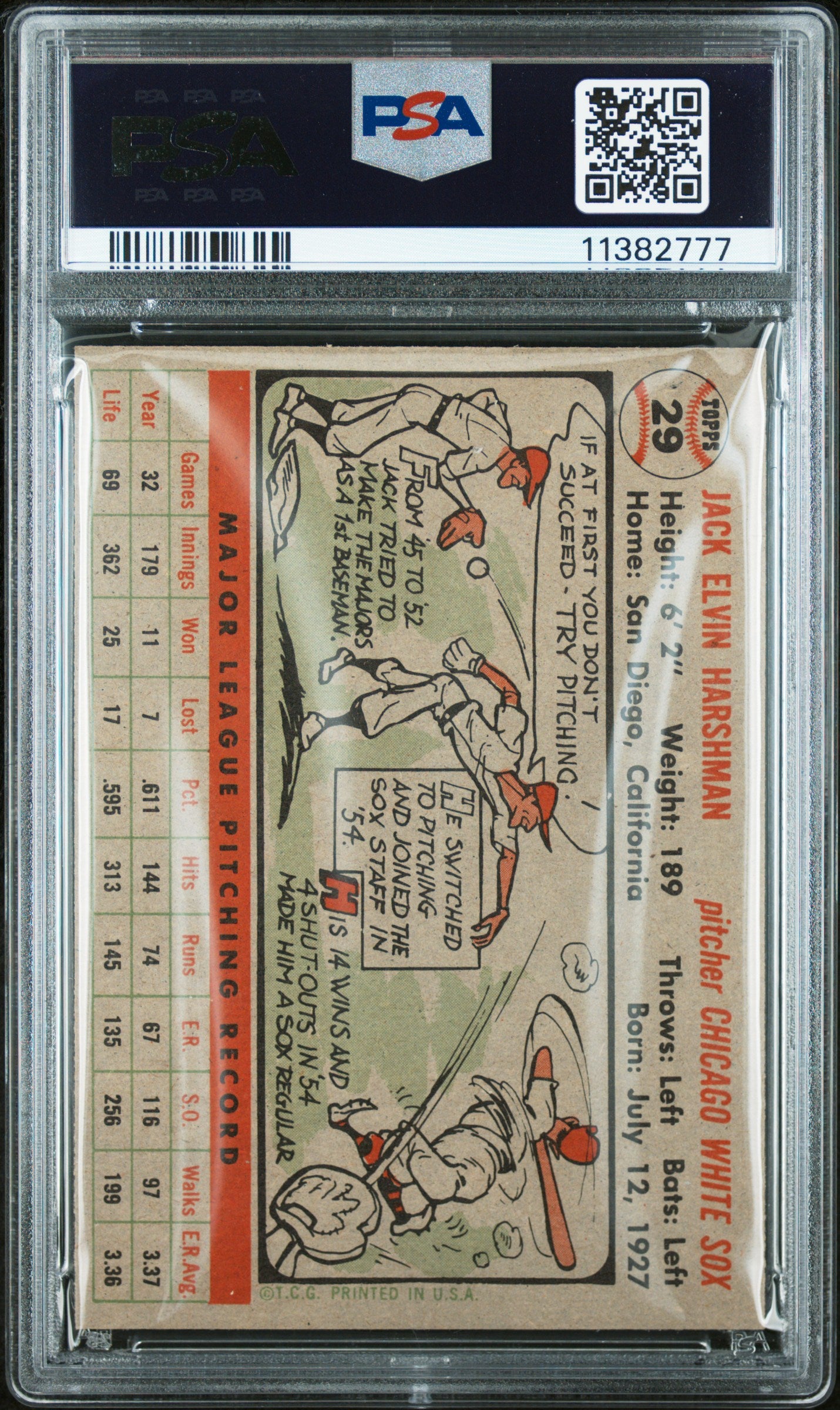 1956 Topps Jack Harshman #29 Gray Back PSA 8