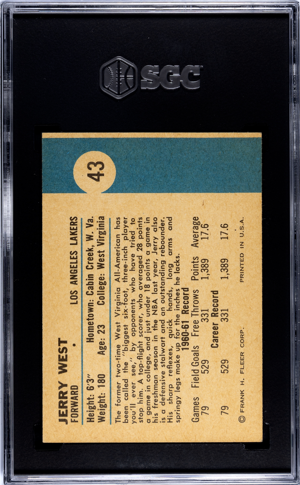 1961 Fleer Jerry West #43 SGC 5