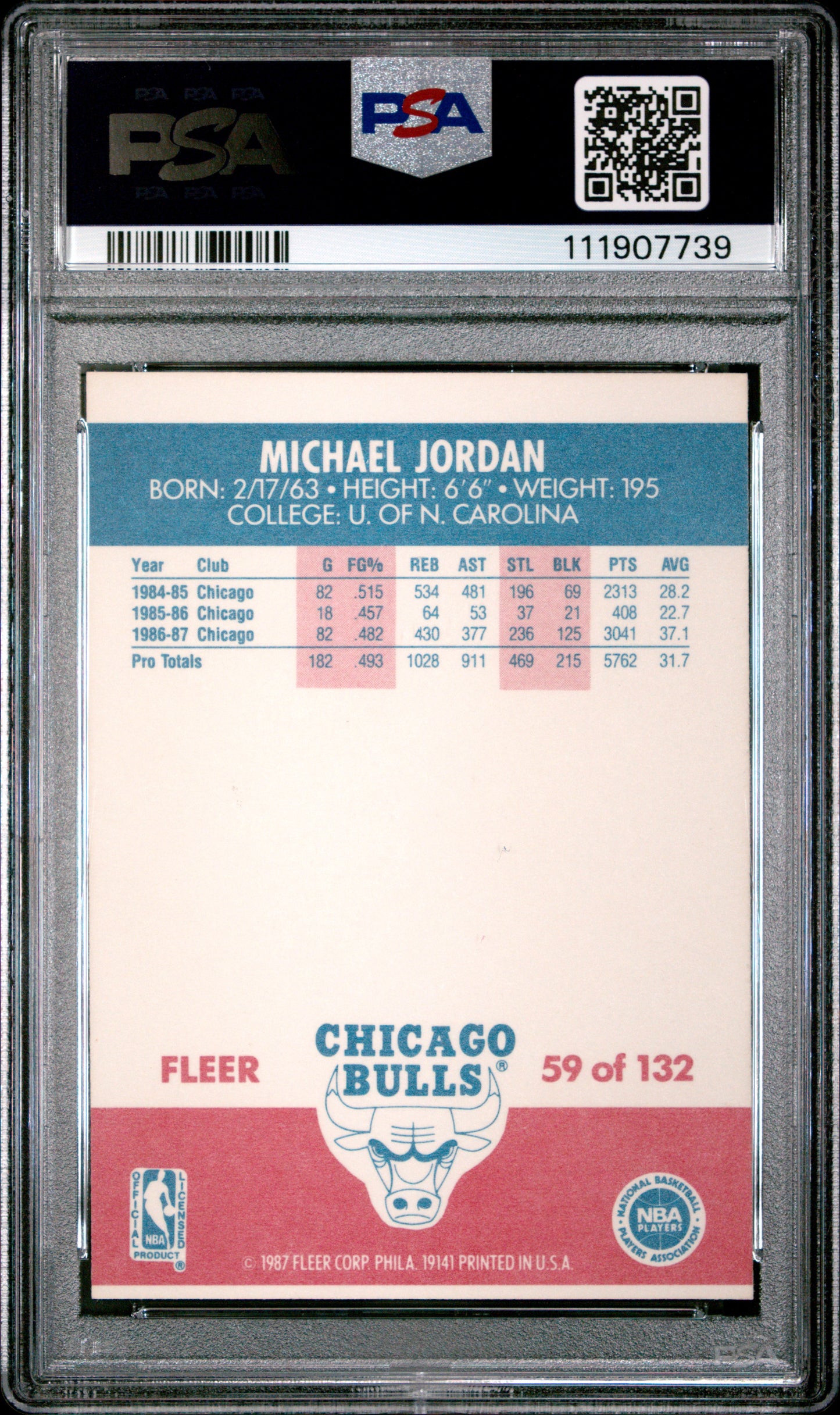 1987 Fleer Michael Jordan #59 PSA 9 Oc