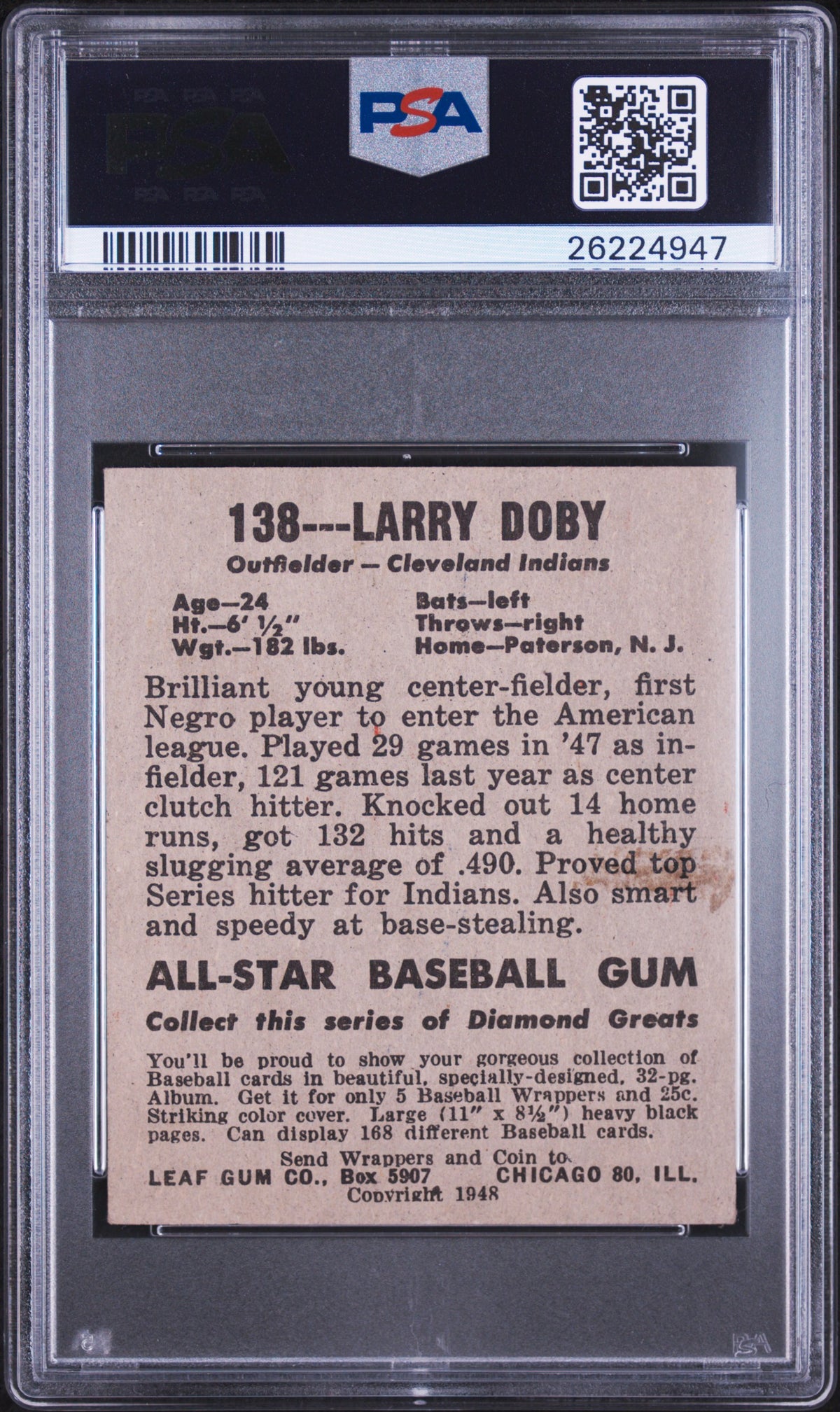 1948 Leaf Larry Doby #138 PSA 6