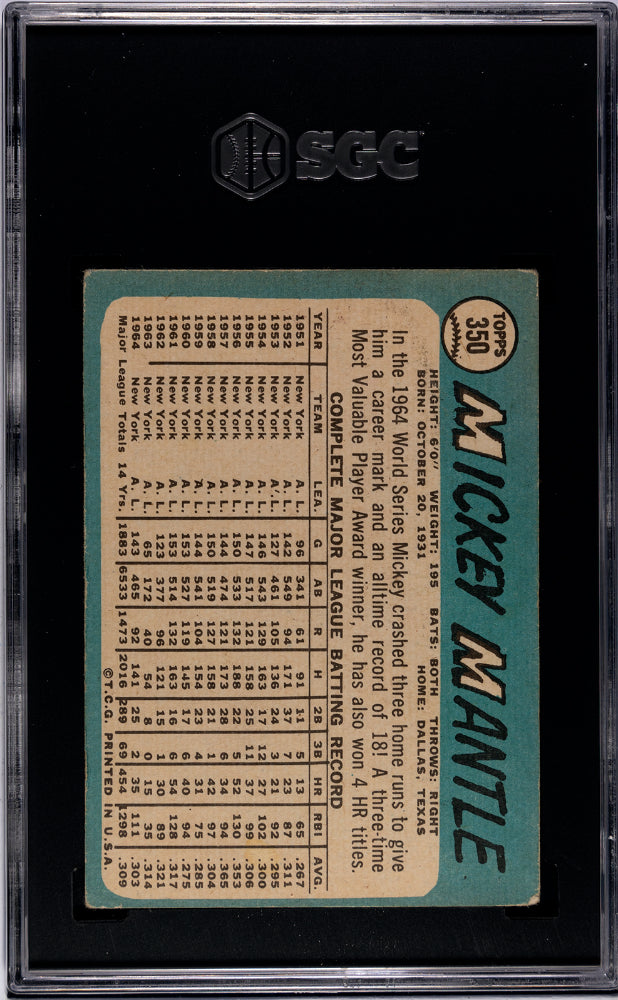 1965 Topps Mickey Mantle #350 SGC 4