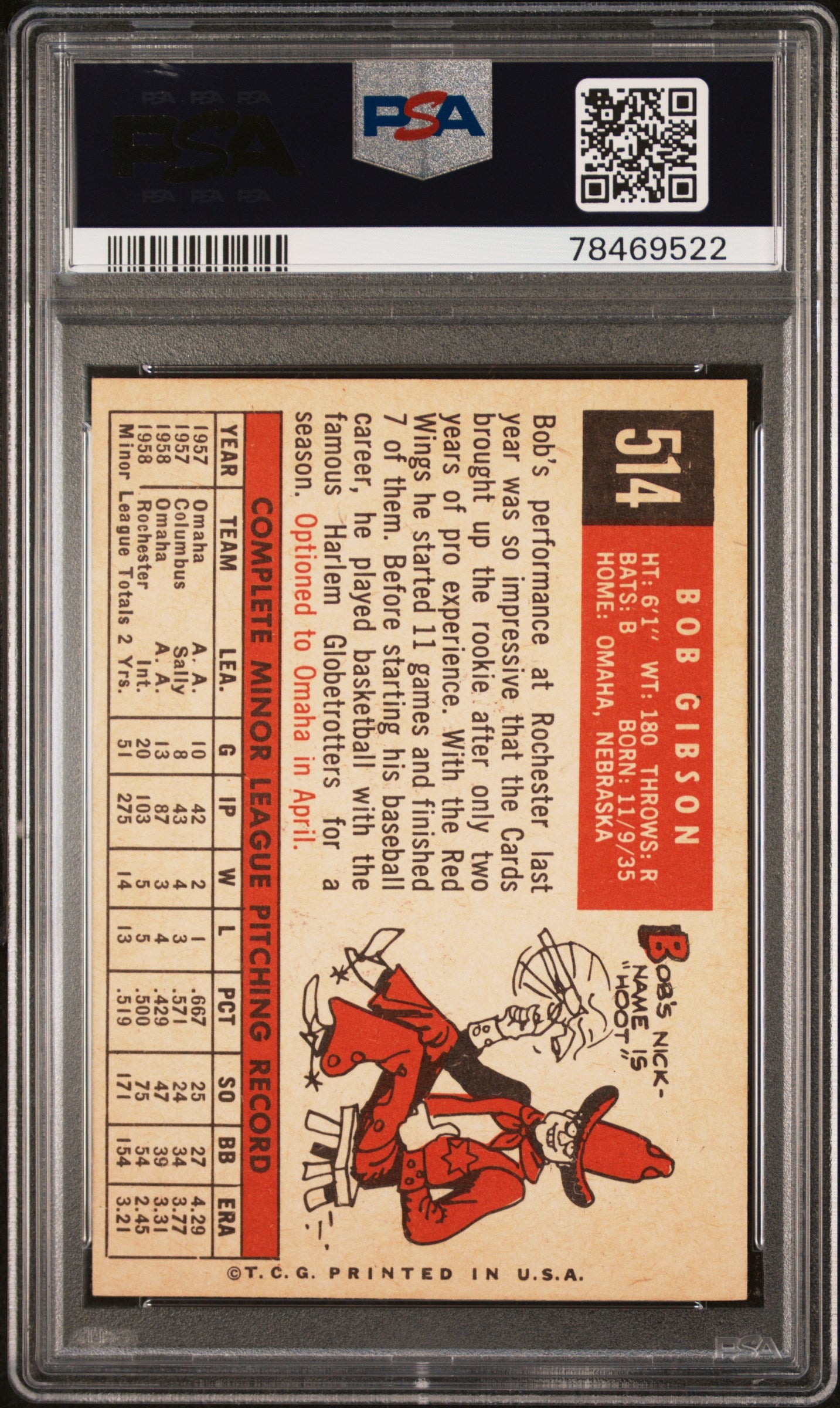 1959 Topps Bob Gibson #514 PSA 6