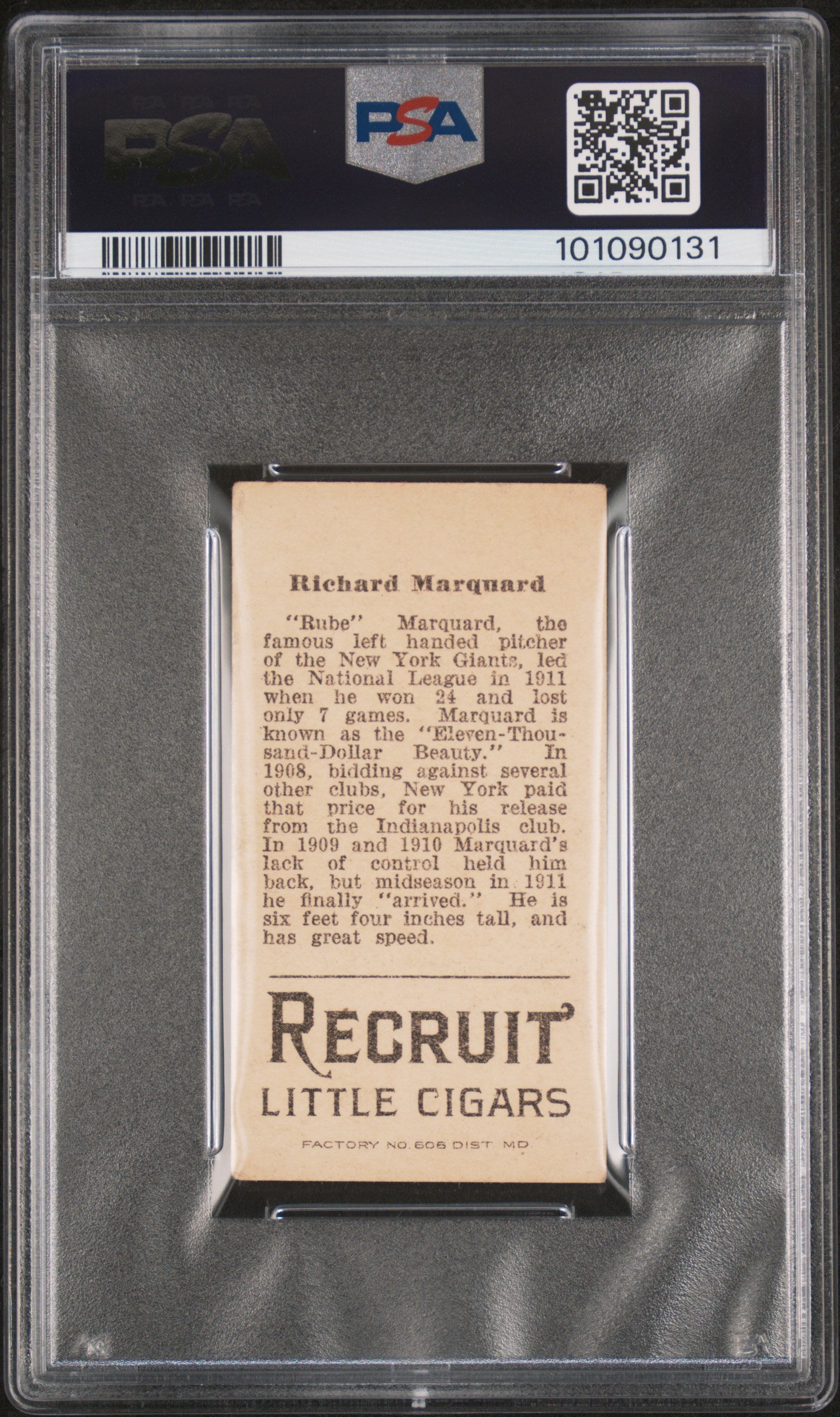 1912 T207 Brown Background Richard Marquard PSA 3