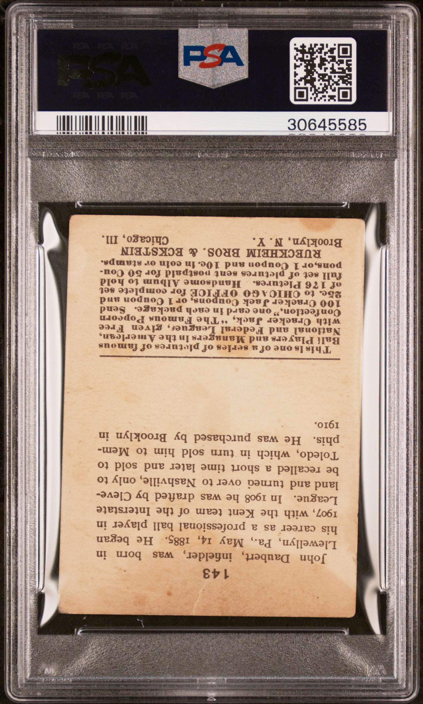 1915 Cracker Jack Jake Daubert #143 PSA 3