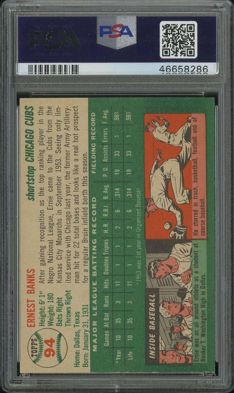 1954 Topps Ernie Banks #94 PSA 7