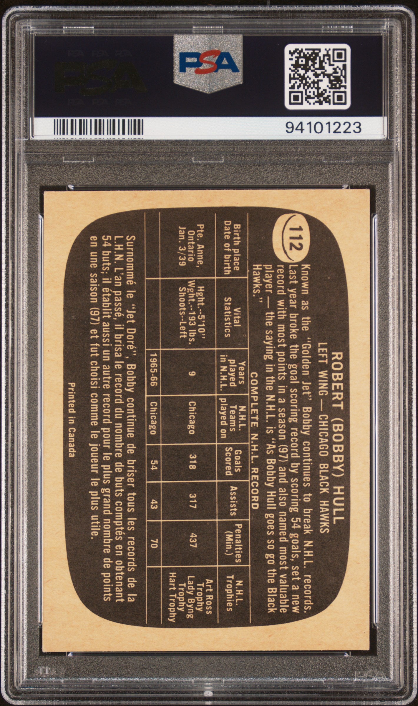 1966 Topps Bobby Hull #112 PSA 4