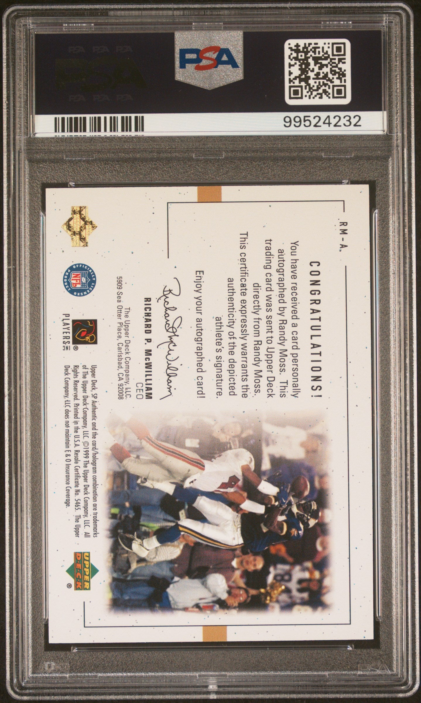 1999 SP Authentic Player's Ink Randy Moss #RM-A PSA 9