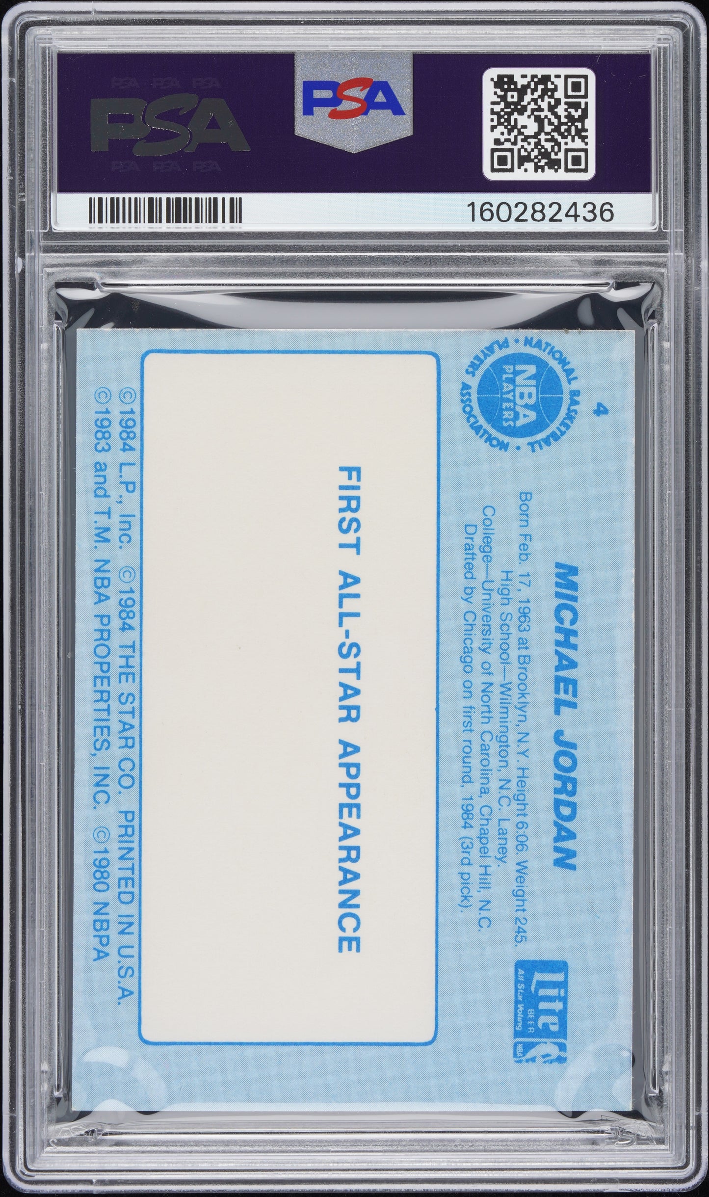 1985 Star Lite Michael Jordan #4 PSA 6