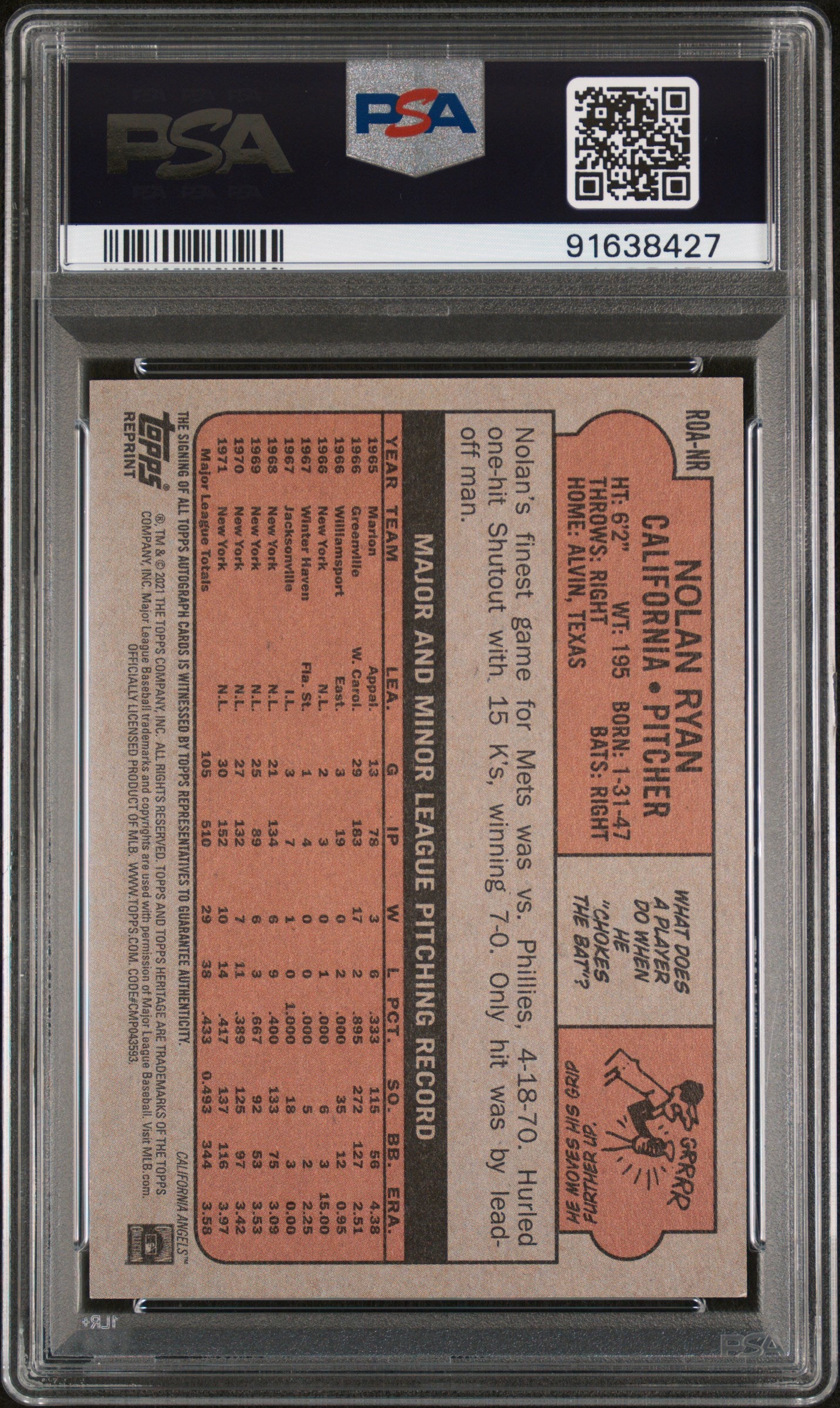 2021 Topps Heritage Real One Autographs Nolan Ryan #NR PSA 10