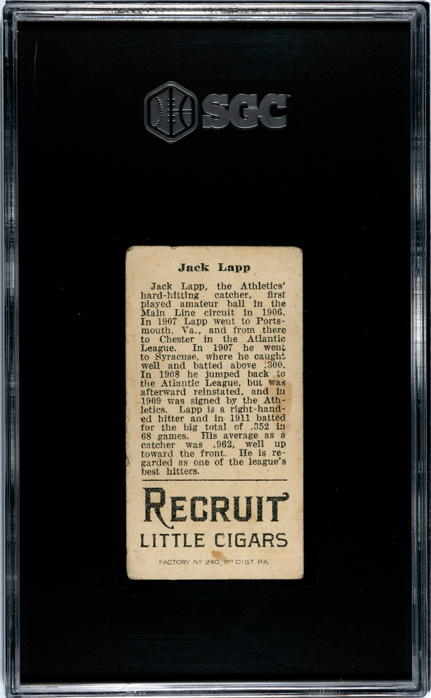 1912 Recruit Little Cigars (T207) Jack Lapp SGC 3.5
