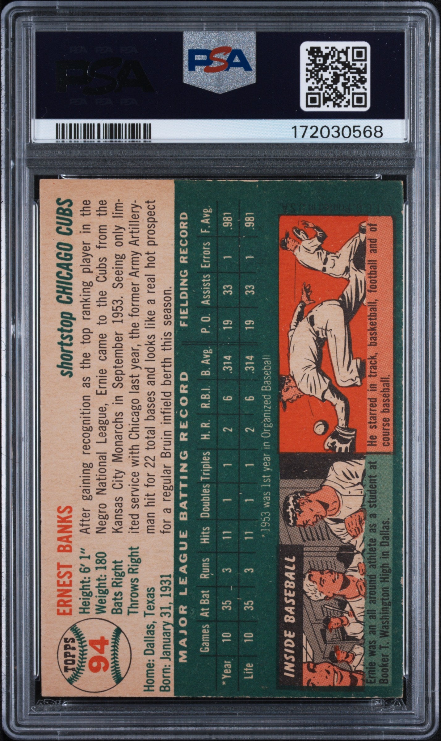1954 Topps Ernie Banks #94 PSA 6