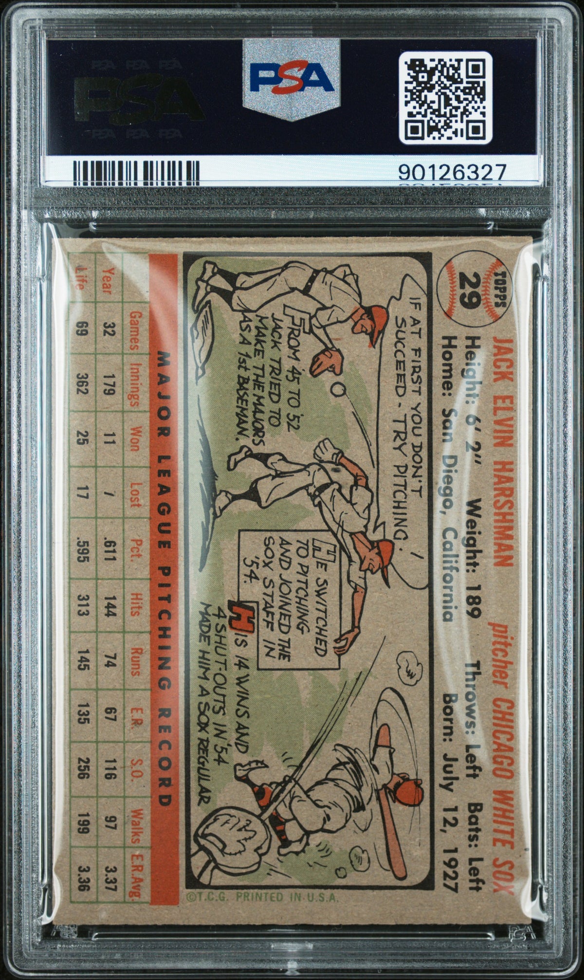 1956 Topps Jack Harshman #29 Gray Back PSA 8