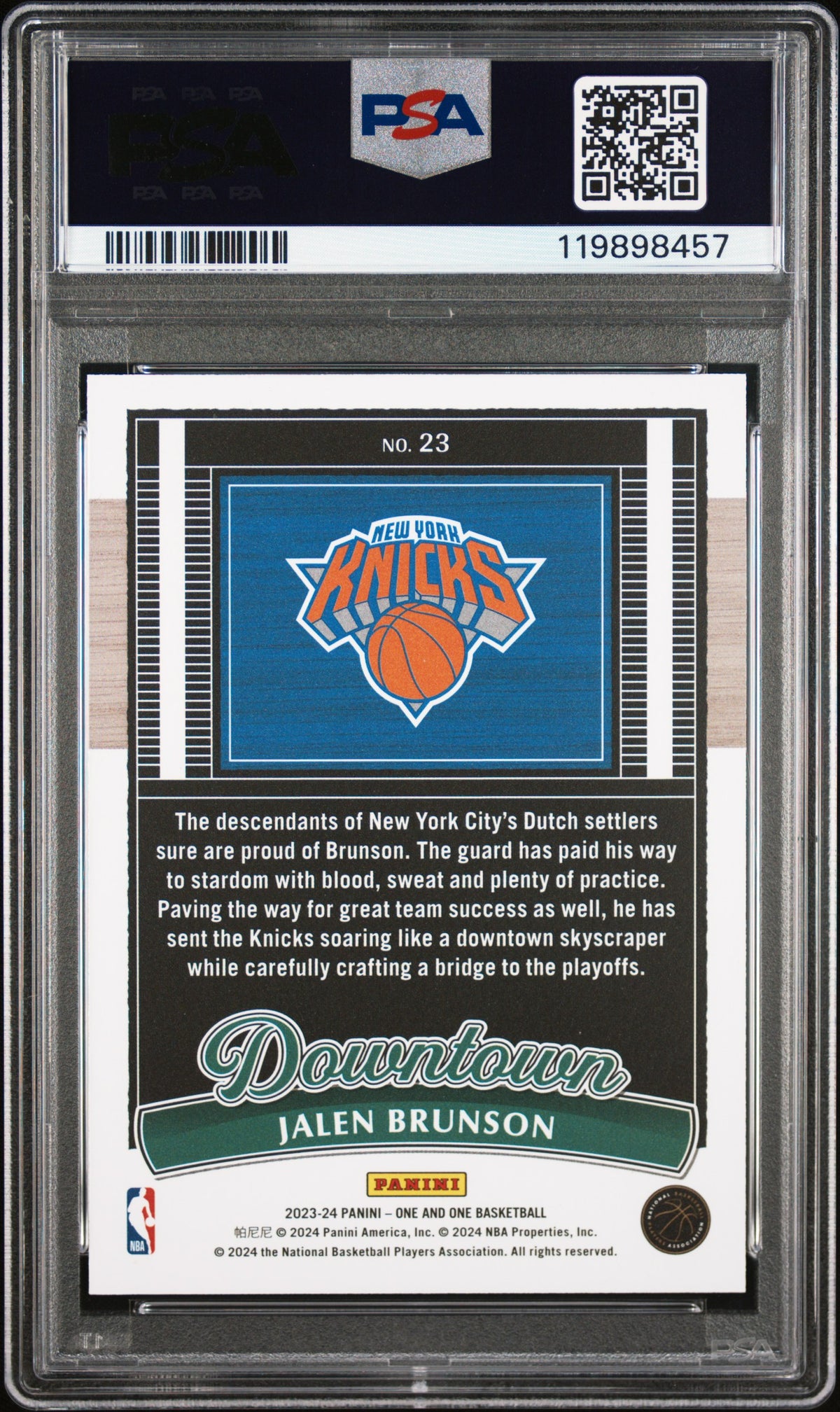 2023 Panini One And One Downtown Jalen Brunson #23 PSA 10