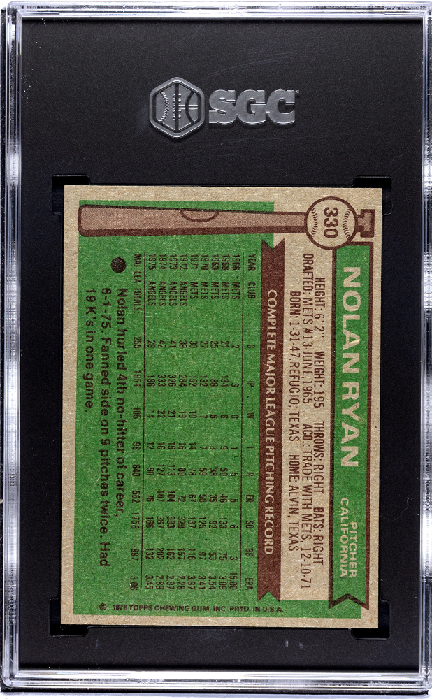 1976 Topps Nolan Ryan #330 SGC 8