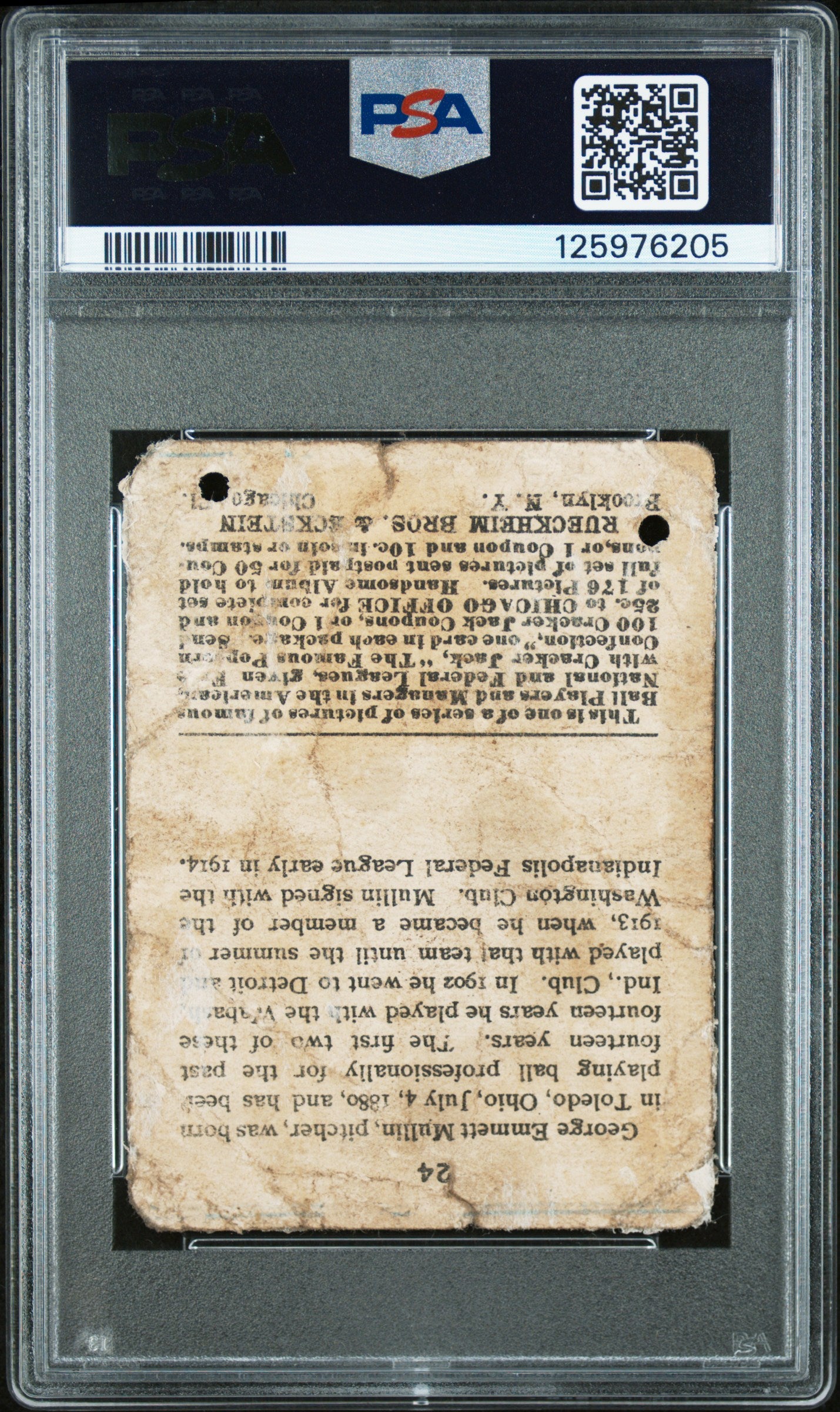 1915 Cracker Jack George Mullen #24 (Mullin) PSA 1