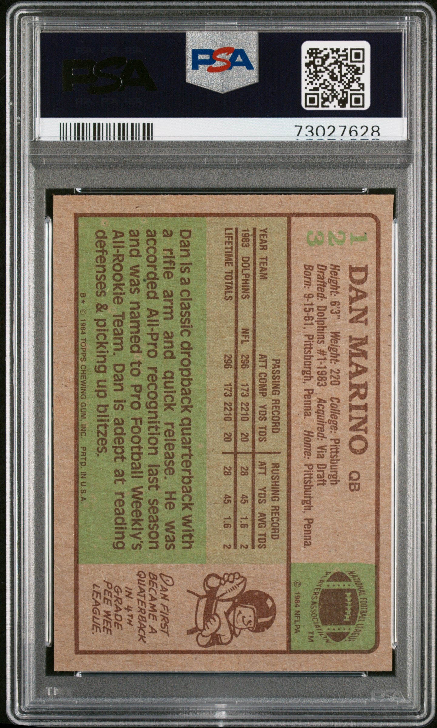 1984 Topps Dan Marino #123 PSA 9