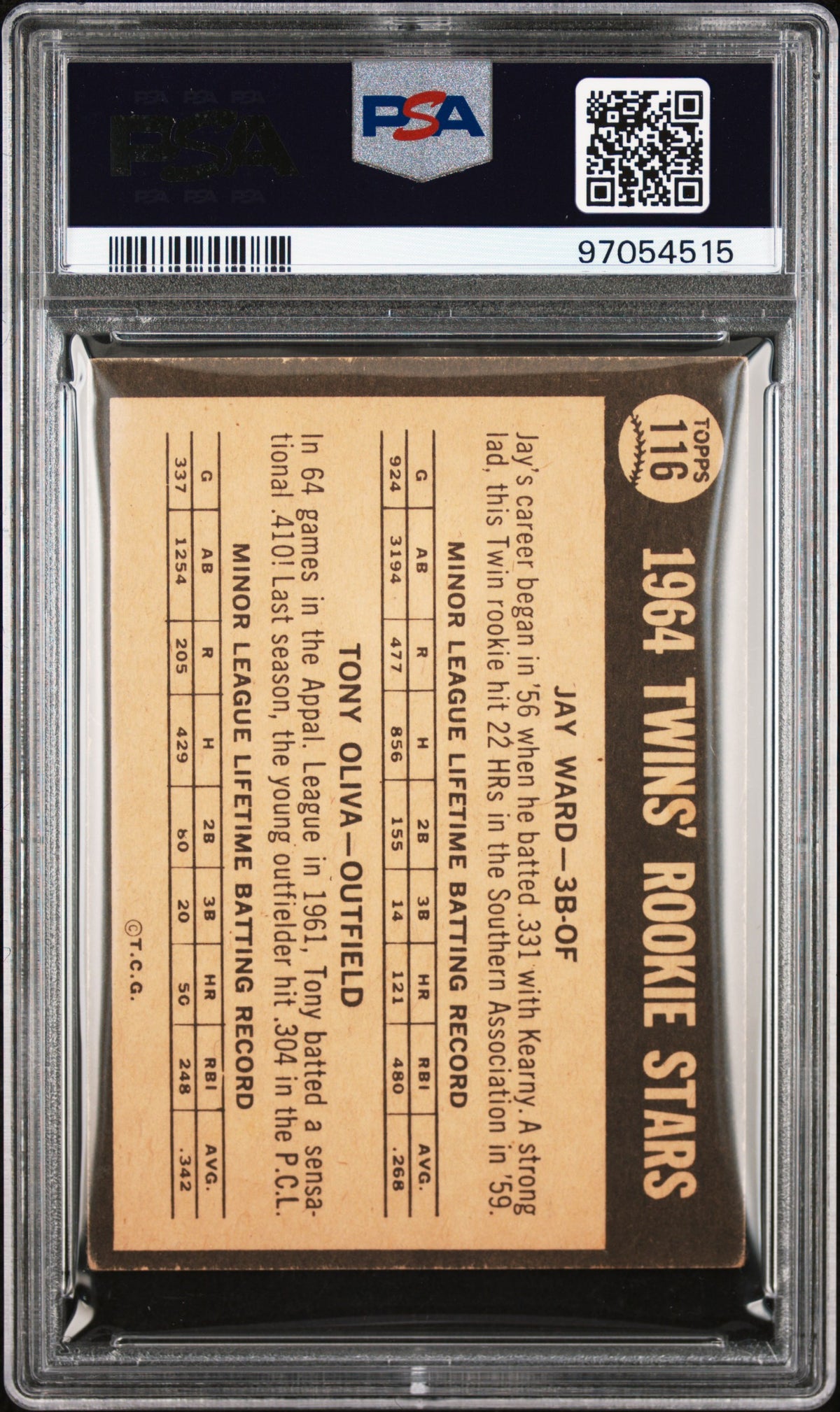 1964 Venezuela Topps Twins Rookies #116 Twins Rookies PSA 4 Auto 10