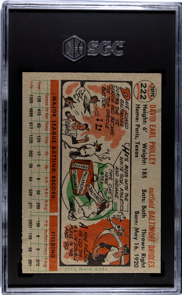 1956 Topps Dave Philley #222 SGC 7